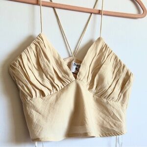 Princess Polly Cream Spaghetti Strap Crop Top Size 2 XS Minimalist Y2K Coquette